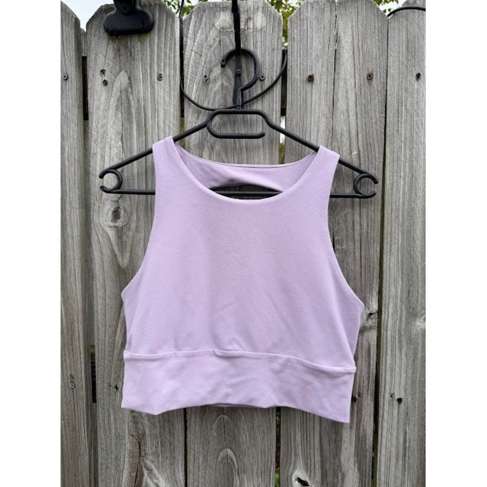 Yoga Athleisure Outdoor Voices Crop Top XS Lavender Open Back Cutout